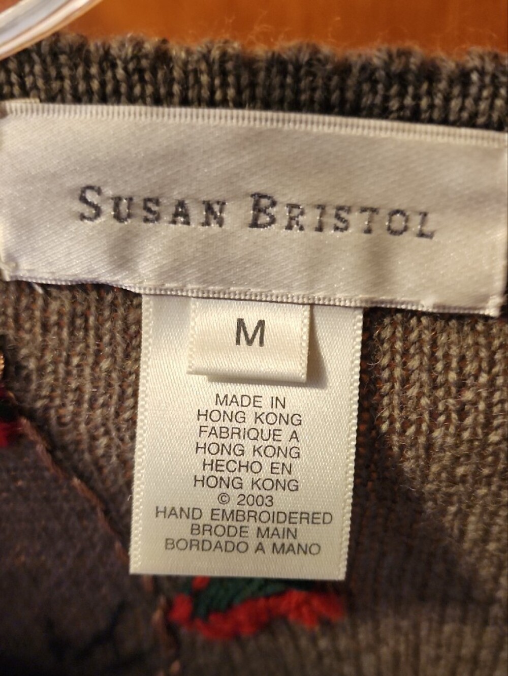 Susan Bristol Green Cardigan with Embroidered Deer and Floral Accents Medium - Picture 5 of 12